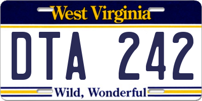 WV license plate DTA242