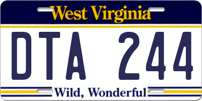 WV license plate DTA244