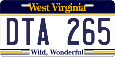 WV license plate DTA265