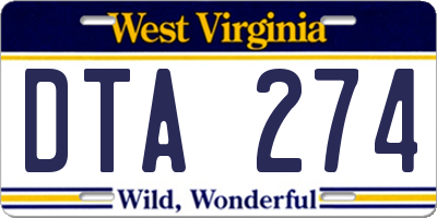 WV license plate DTA274