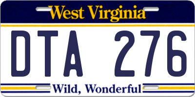 WV license plate DTA276
