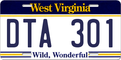 WV license plate DTA301