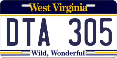 WV license plate DTA305
