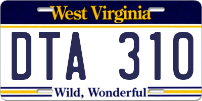 WV license plate DTA310