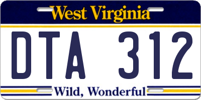WV license plate DTA312