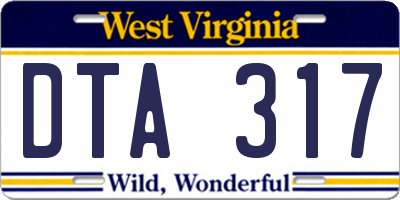WV license plate DTA317