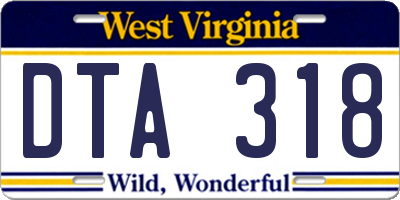 WV license plate DTA318