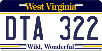 WV license plate DTA322