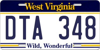 WV license plate DTA348