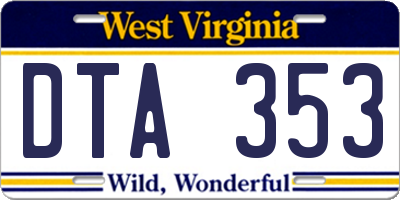 WV license plate DTA353