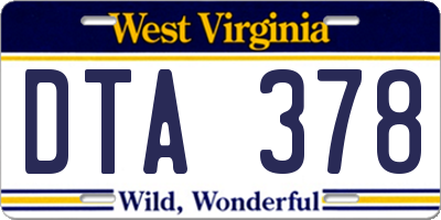 WV license plate DTA378