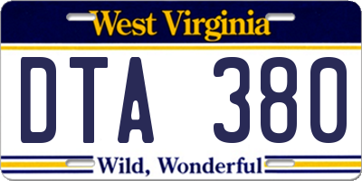 WV license plate DTA380