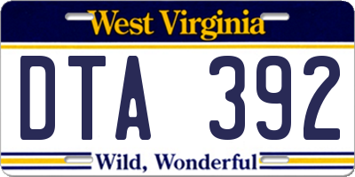 WV license plate DTA392