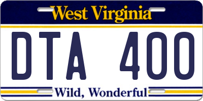 WV license plate DTA400