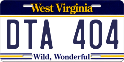 WV license plate DTA404