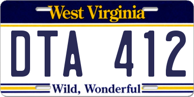 WV license plate DTA412