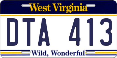 WV license plate DTA413