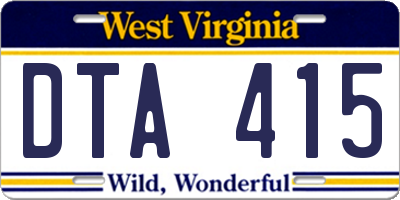 WV license plate DTA415