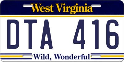 WV license plate DTA416