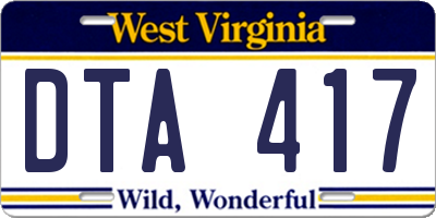 WV license plate DTA417