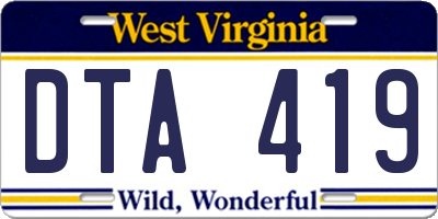 WV license plate DTA419
