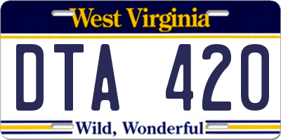 WV license plate DTA420