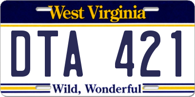 WV license plate DTA421