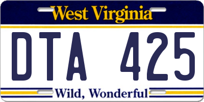 WV license plate DTA425