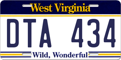 WV license plate DTA434