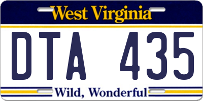 WV license plate DTA435