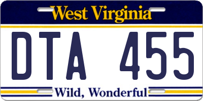 WV license plate DTA455