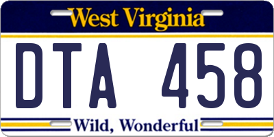 WV license plate DTA458