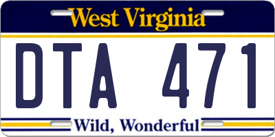 WV license plate DTA471