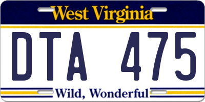WV license plate DTA475