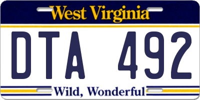 WV license plate DTA492