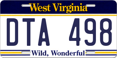 WV license plate DTA498