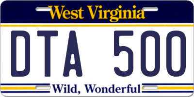 WV license plate DTA500