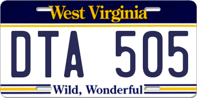 WV license plate DTA505