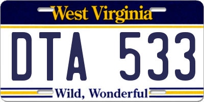 WV license plate DTA533