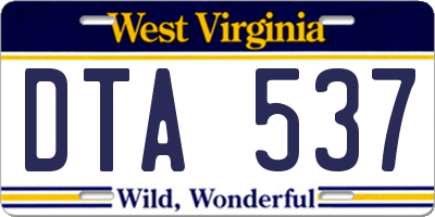 WV license plate DTA537