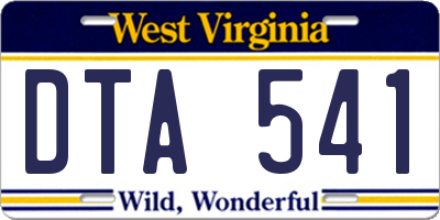 WV license plate DTA541