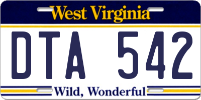 WV license plate DTA542