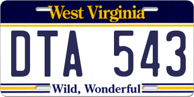 WV license plate DTA543