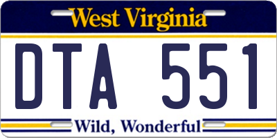 WV license plate DTA551