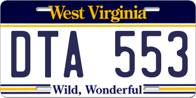 WV license plate DTA553