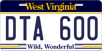 WV license plate DTA600