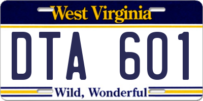 WV license plate DTA601