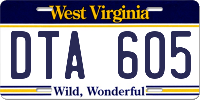 WV license plate DTA605