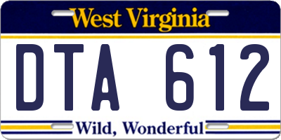 WV license plate DTA612