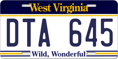WV license plate DTA645